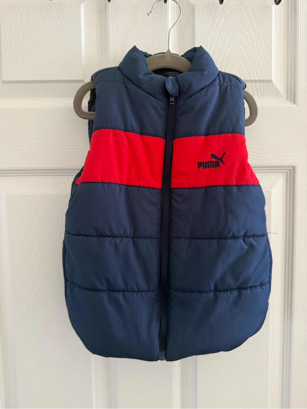 PUMA Boys Puffer Vest – Navy & Red – Size 4T